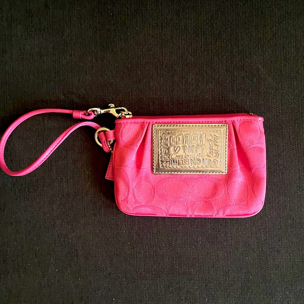 Coach poppy pink wristlet